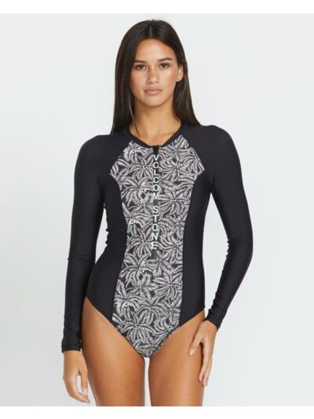 NWT Volcom Be My Frond Surf Swim Suit Black & White Med